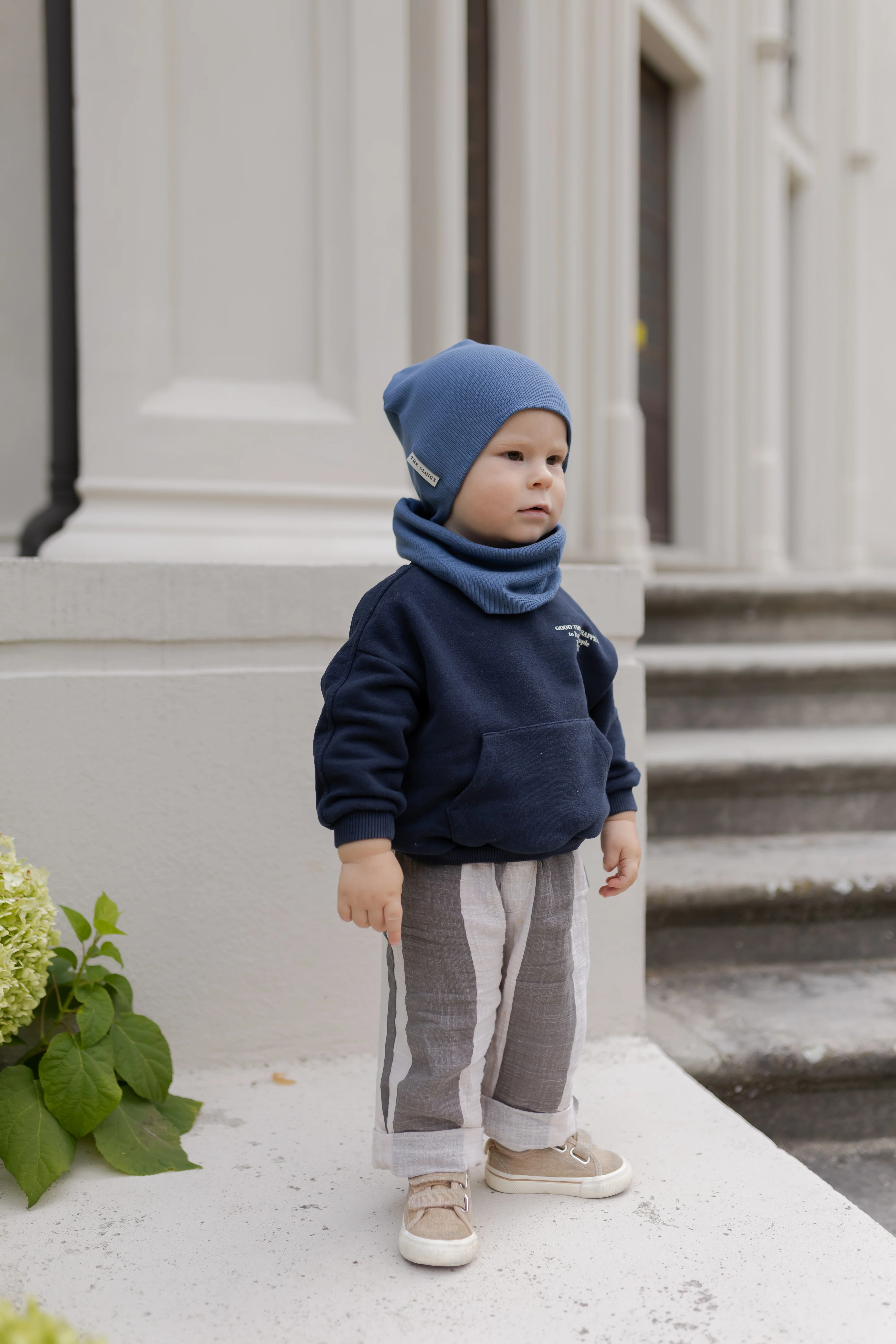 Bawełniana czapka & komin – Denim - Image 5